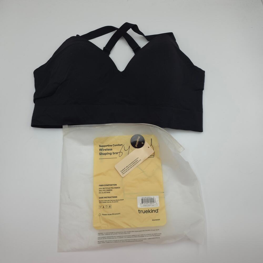 Truekind Supportive Comfort Wireless Shaping Bra in Black Size 3X